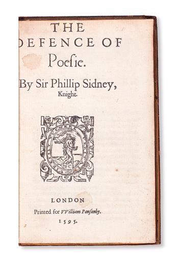 SIDNEY, PHILIP, Sir. The Defence of Poesie [i. e., An Apologie for Poetrie].  1595